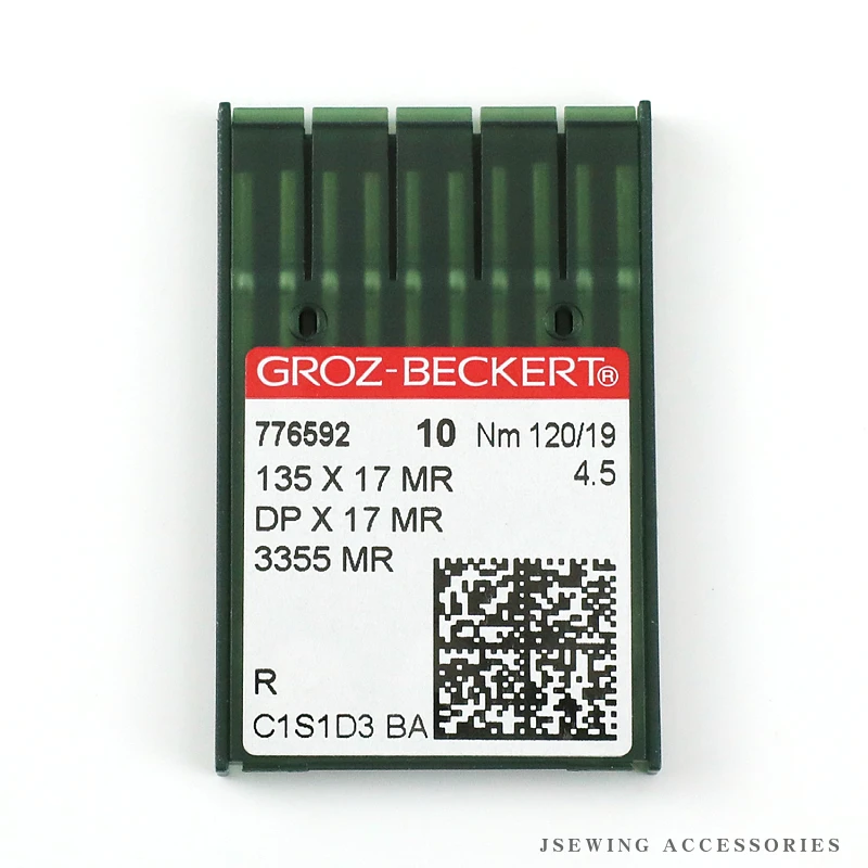 10PCS DPX17MR Groz-Beckert 산업용 워킹 풋 재봉틀 3355 MR, 135X17 MR 용 곡선 백 재봉 바늘