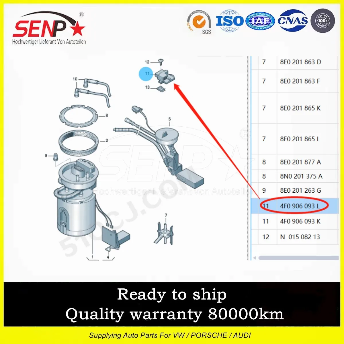 

OEM 4F0 906 093 L SENP High Quality Fuel Pump Control Fit For Audi A6/S6 Avant Quattro 3.2 FSI 2005-2008 4F0906093L