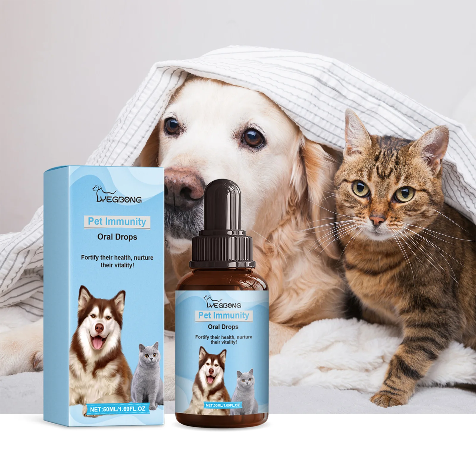 Yegbong 50ml Pet Immune Drop Cats Dogs Balanced Nutrition Enhance Physical Fitness Protect Stomach Health Pet Immunity Oral Drop