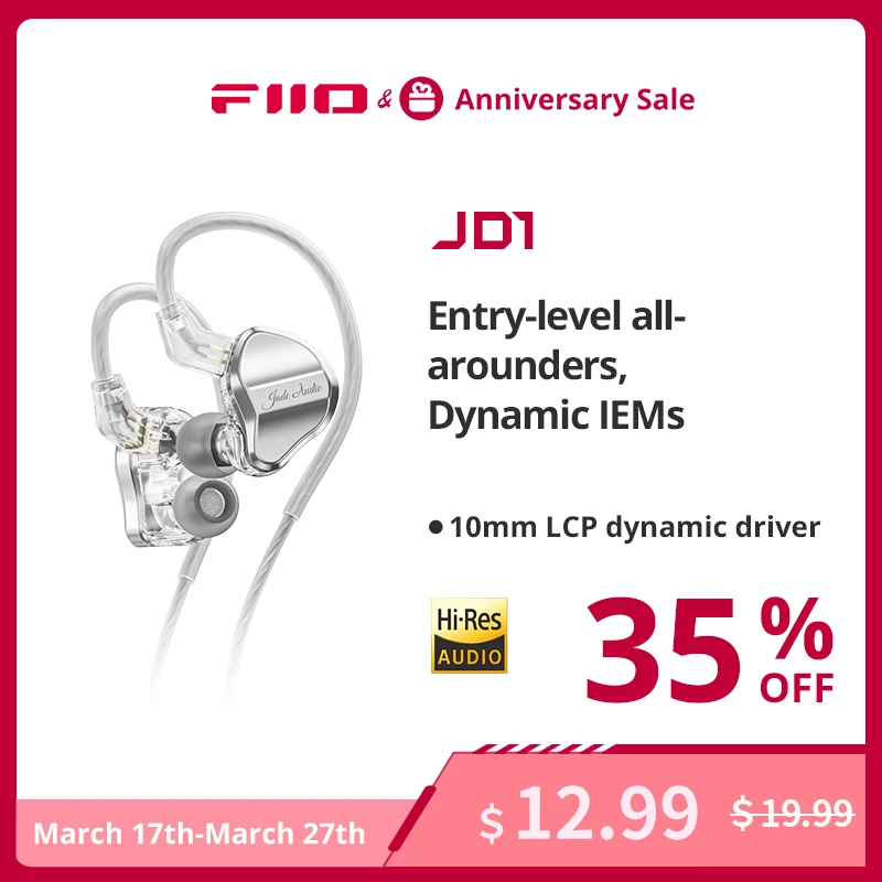 

FiiO/JadeAudio JD1 высокопроизводительный Динамический драйвер HIFI бас стерео наушники-вкладыши для монитора спортивные Игровые наушники с микрофоном