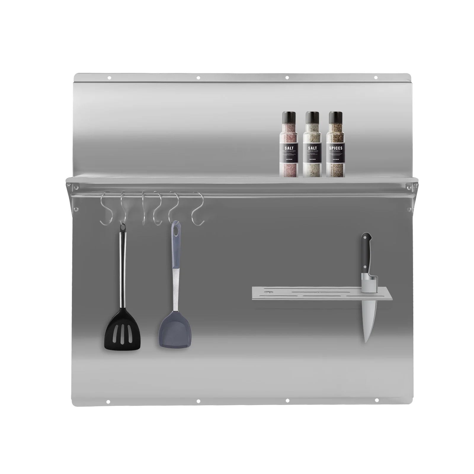 Range Backsplash with Shelf Range Hood Wall Shield, Stainless Steel Backsplash Silver Splash Plate, Backsplash