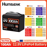 Batterie LiFePO4 Humsienk 12V 100Ah avec BMS 100A intégré, 8000 cycles, pour camping-car/moteur de pêche à la traîne/voiturette de golf/camping/garantie de 2 ans/UL 1973 1