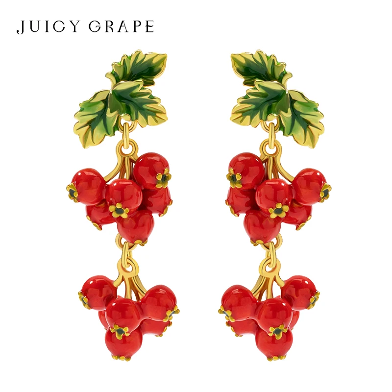 

Fruit Drop Earrings for Women s925 Silver Pin Fashion Luxry Enamel Hawthorn Earrings 2024 Fashion Korean Romantic Jewelry Gift