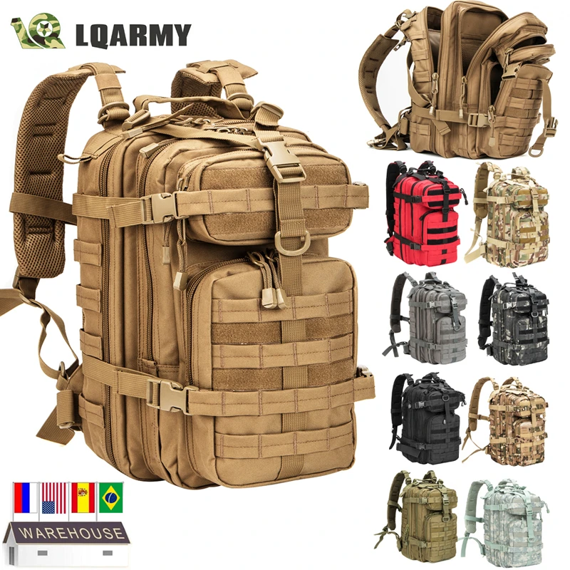 Men Army Military Tactical Backpack 1000d Polyester 30l 3p Softback