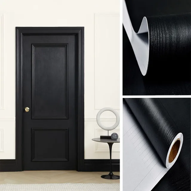 45cm black wood grain wall sticker waterproof kitchen wardrobe furniture decoration wallpaper home decoration self-adhesive