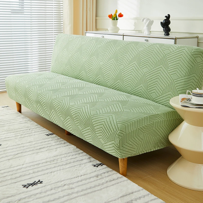 Four seasons Universal Solid Color Elastic Armless Sofa Bed Cover Foldable Three-dimensional Jacquard Sofa Cover