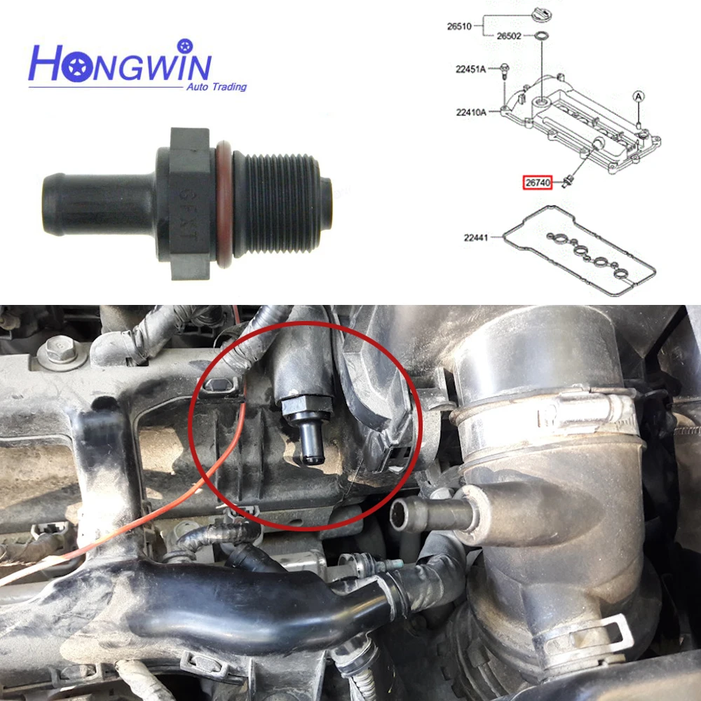 Exhaust Control Valve New Crankcase Ventilation PCV Valve 2674004000 Europe KIA Picanto 11-20 1.2 Hyundai I10 2010-13 1.0 G3LA 1.1 G4HG 1.2 G4LA
