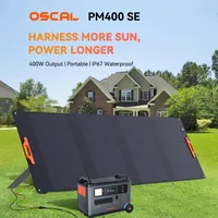Panneau solaire pliable OSCAL PM200 SE 200W/400W, 24,6% d'efficacité élevée, cellules solaires monocristallines, surface ETFE, étanche IP67, sortie MC4, support réglable pour camping en plein air et camping-car. 5