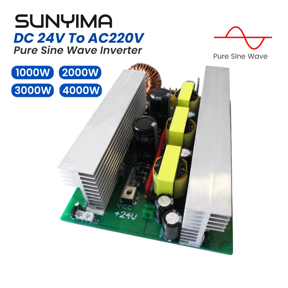 SUNYIMA 1000W/2000W/3000W/4000W 순수 사인파 인버터 보드 DC 24V-AC 220V 가정용 전력 변환기 ...