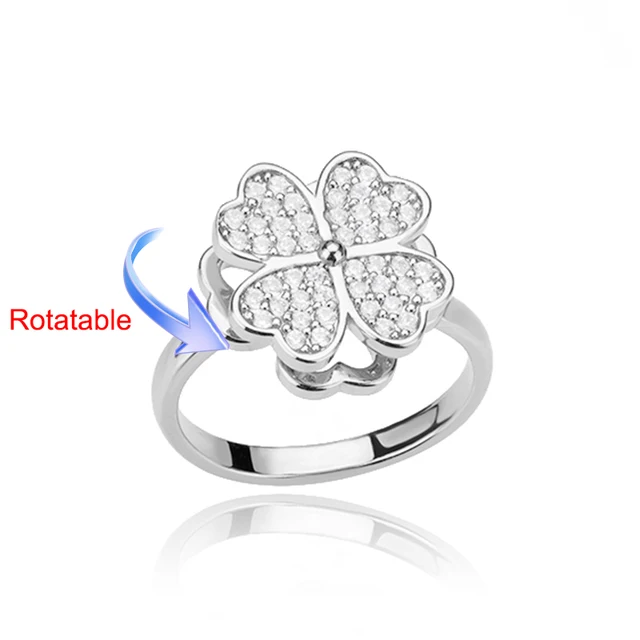 Bagues de mariage rotatives à quatre trèfles pour femmes, anneau d'anxiété Anti-Stress en acier inoxydable, bijoux esthétiques réglables
