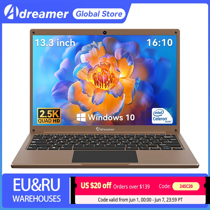 Adreamer LeoBook 13 Laptop 13.3 pollici Intel Celeron N4020 8GB RAM 1T SSD Windows 10 Computer Office School Notebook PC