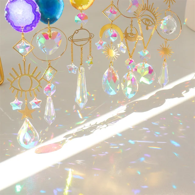 Crystal Light Catcher Devil Eye Planet Metal Rainbow Dísz Hold Színű Borostyán Pehelykert Díszek Családi Barátok Ajándéka - Image 4