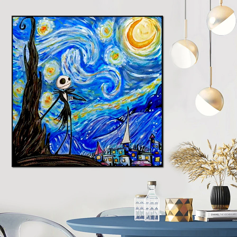Van Gogh Style Disney The Nightmare Before Christmas Painting Print Canvas Poster Immagine Astratta Soggiorno Home Decor Cuadro