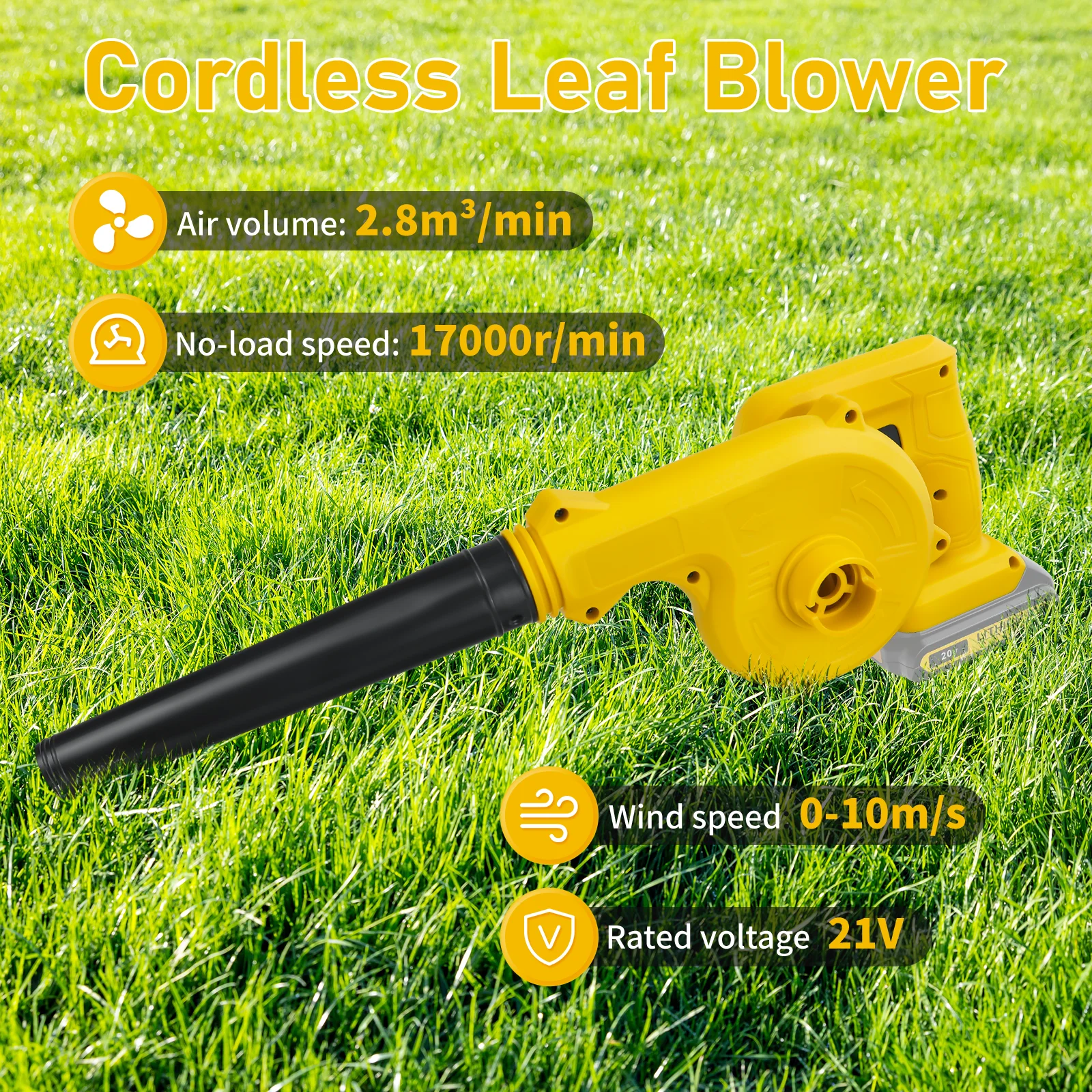 Cordless Leaf Blower for Dewalt 20V Battery Electric Jobsite Air Blower 2-in-1 Handle Electric Blower and Vacuum Cleaner 3