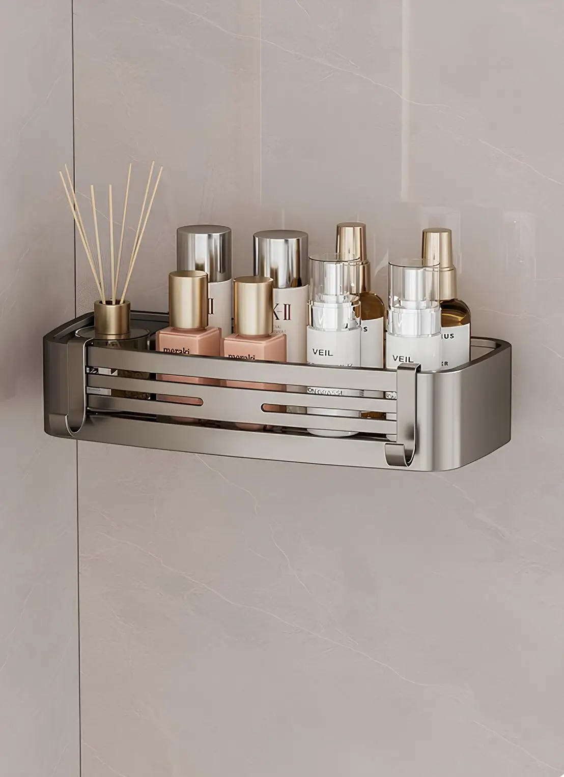 Aluminum Bathroom Shelf Organizer with Towel Bar, Hooks, and Storage – 4 Configurations, Rust-Resistant and Strong 3