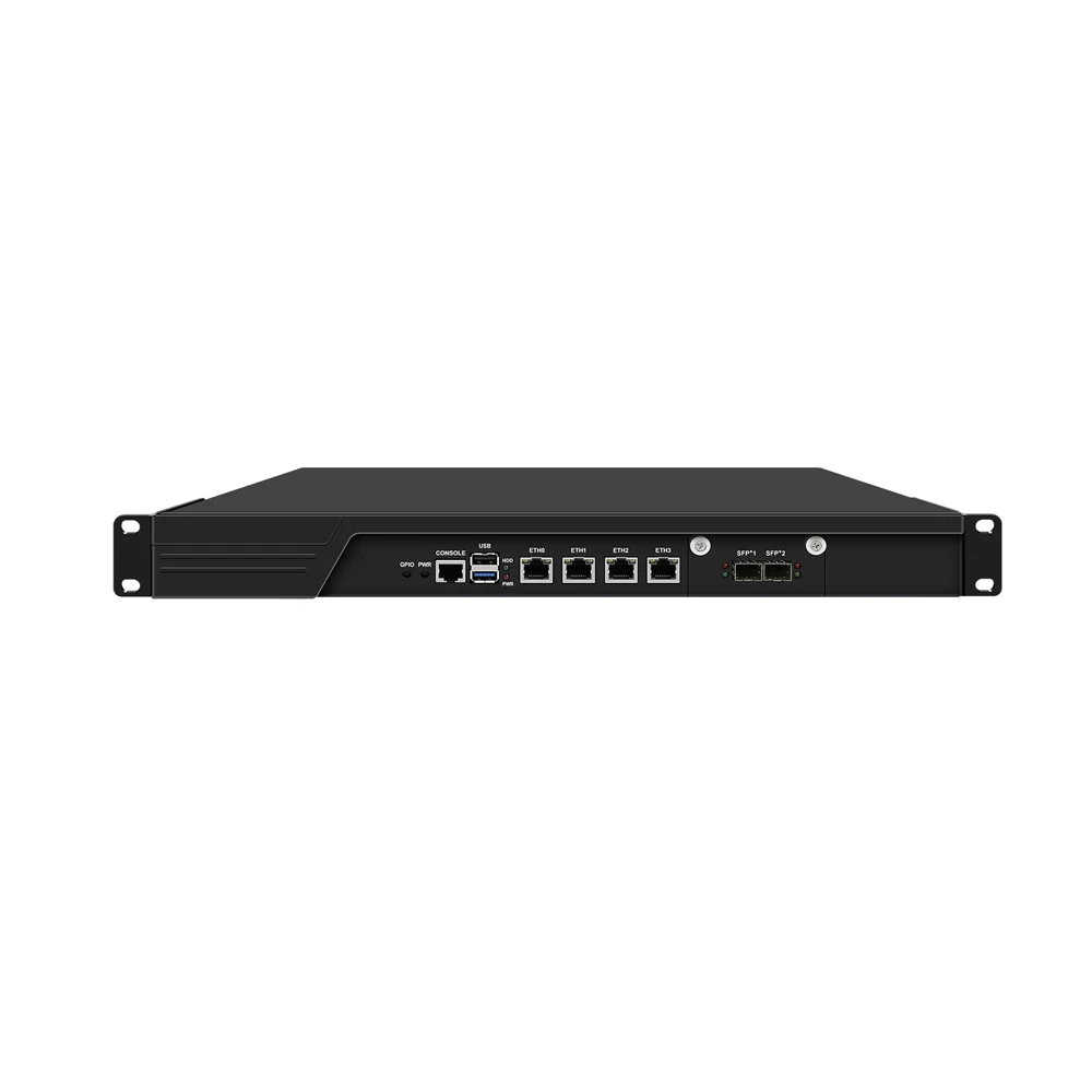 HUNSN 1U Cabinet Firewall Appliance 10GB, Intel N100/N200/I3 N305, RJ54,Network Rackmount, 4 LAN, 2SFP+ 82599es 10 Gigabit,GPIO