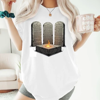 Vintage Sports Cotton Daily Tshirt Retro Cartoon Prints Tombstone Design Casual T Shirts Fashionable For Women's Tee Gym Ready 2