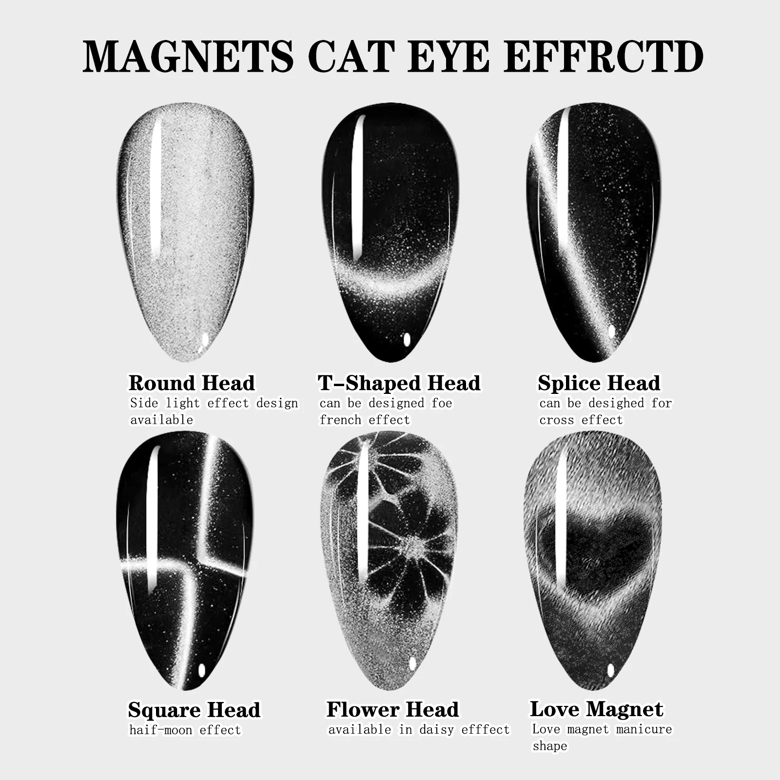Magnetic Nail Art Tools 6 in 1 multifunctional five-pointed star cat eye nail art magnetic stick suitable for UV/LED gel nail art design special tools