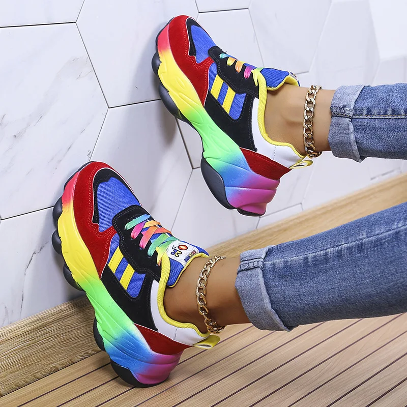 Womens Sneakers Women's Vulcanized Shoes New Fashion Wedge Platform Plus Size Casual Sports Shoes Women Lace-up Mesh Breathable