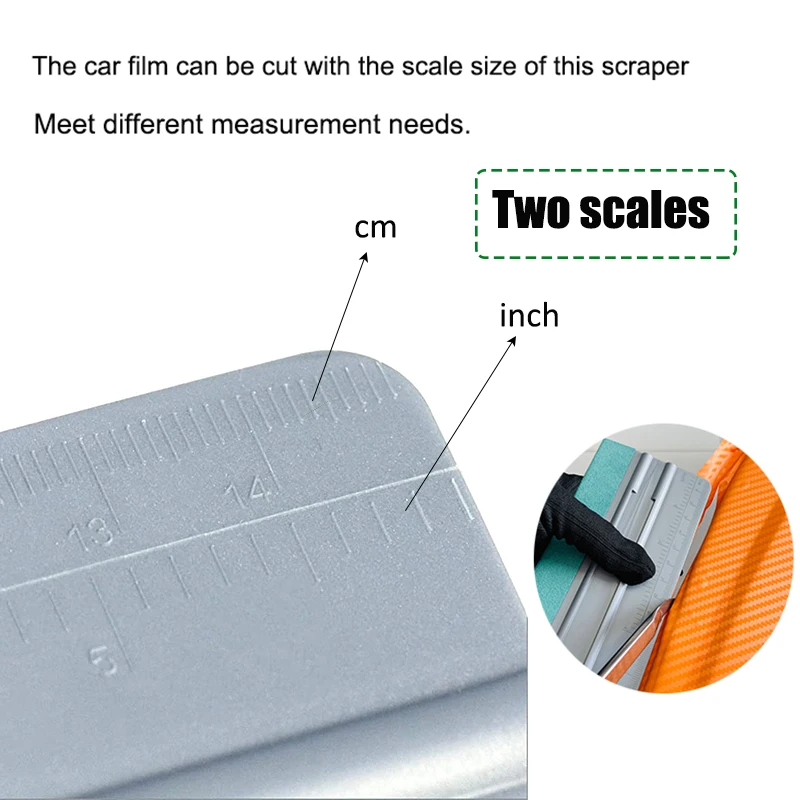 TOFAR 15cm Carbon Fiber Film Wrap Squeegee with Ruler Car Vinyl Wrapping Window Tint Tool Stickers Wallpaper Suede Felt Scraper