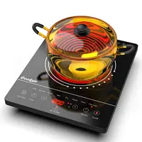 Cooksir Glass Ceramic Hob 1 Plate, Portable Hob with Plug, Infrared Heat, 2000 W, 28 cm, Glass Ceramic Hob, Safety Lock, 4 Hour Timer 1