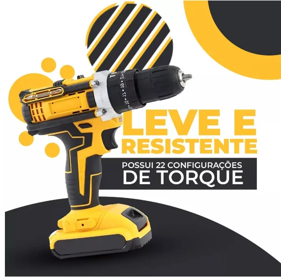 Parafusadeira furadeira 36v/48v Com gancho e 2 bateria - AL