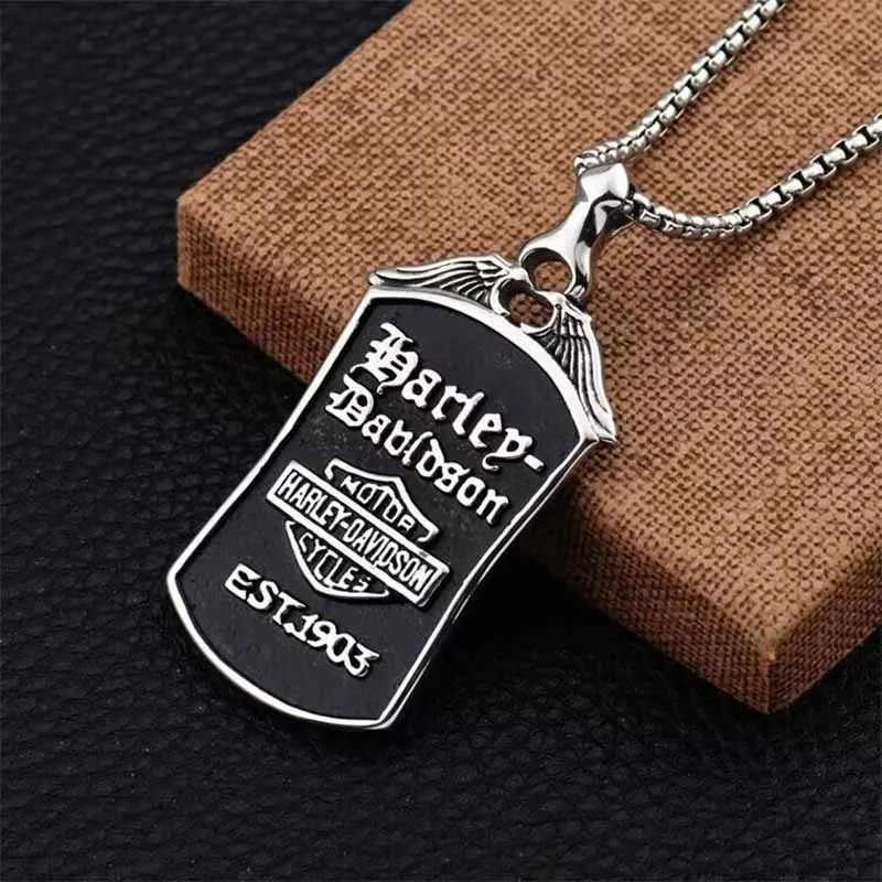 

Drop Shipping Men's necklace 1903 Biwing Motorcycle Army brand pendant necklace of men's hip hop locomotive kolye Jewelry
