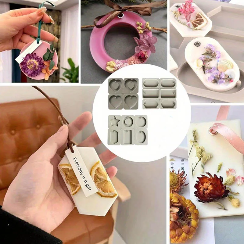 1PC DIY Silicone Clay Aromatherapy Tablets Molds Crafts Hanging Ornaments Wax Molds Flower Soap Mold Craft Accessories