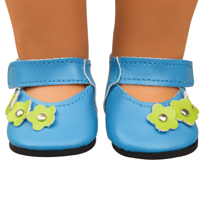 7cm Flower Doll Shoes High-quality Leather Mini Shoes For 18 Inch American&43cm Baby New Born,Our Generation Girl Doll Toy