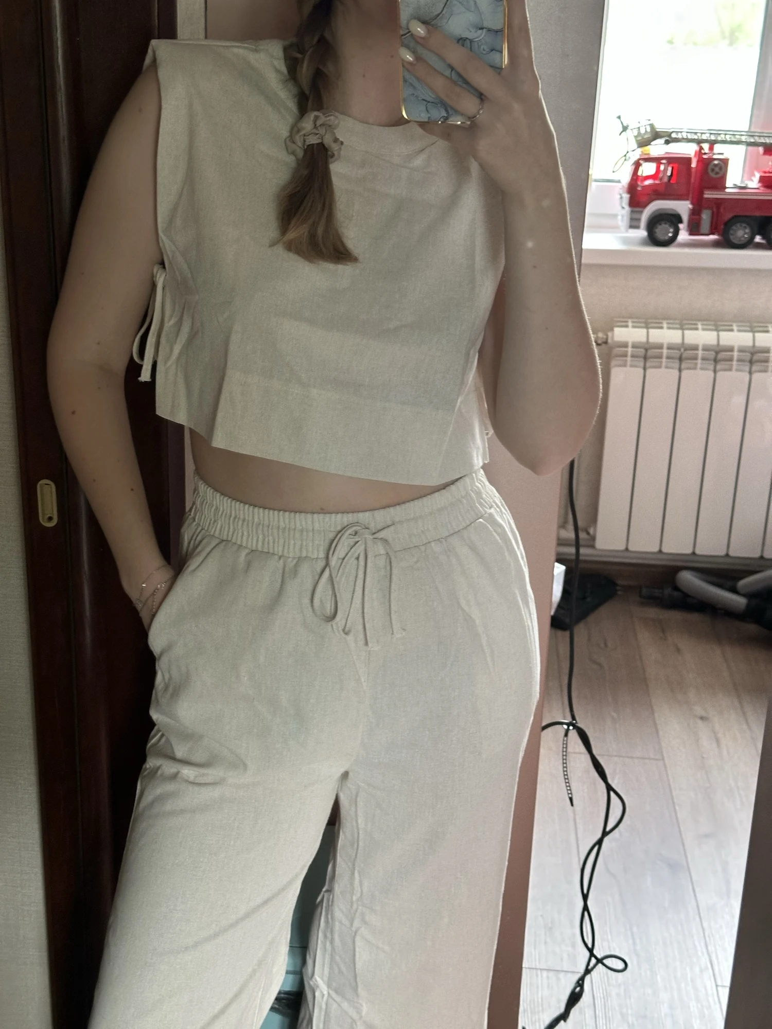 Women's Holiday Linen Two-Piece Set photo review