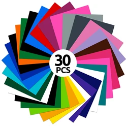 Assorted Pack of Permanent Adhesive Vinyl Sheets - 12x12 - Ideal for Crafting and Design Projects (30PCS multiplecolour)