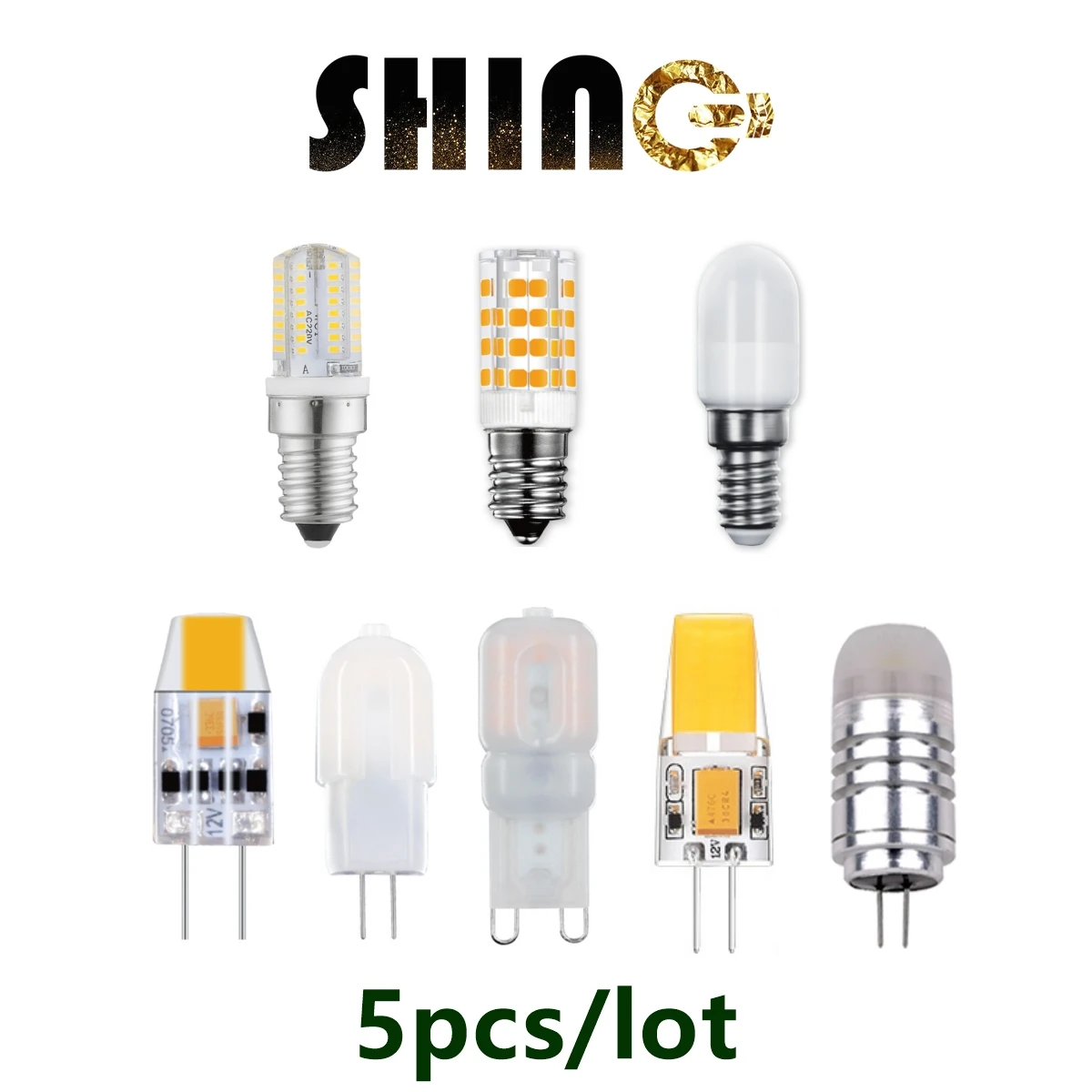 5PCS Factory direct LED Mini light bulb Corn lamp E14 G4 G9 AC/DC12V AC220V super bright warm white light for crystal chandelier