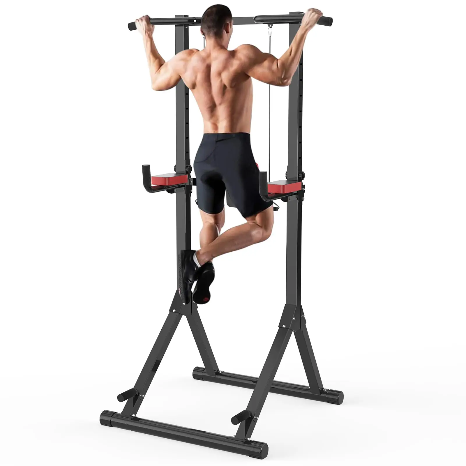 Power Tower pliable station dips réglable multifonction entraînement force 150kg - Équipement fitness maison