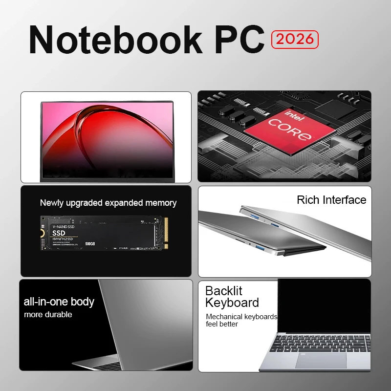 New Ultra Slim Laptop 15.6" 16GB RAM 2TB SSD Intel i9 10980HK/9900 Gaming PC 1920*1080 IPS Windows 11 Office Study Computer PC 2