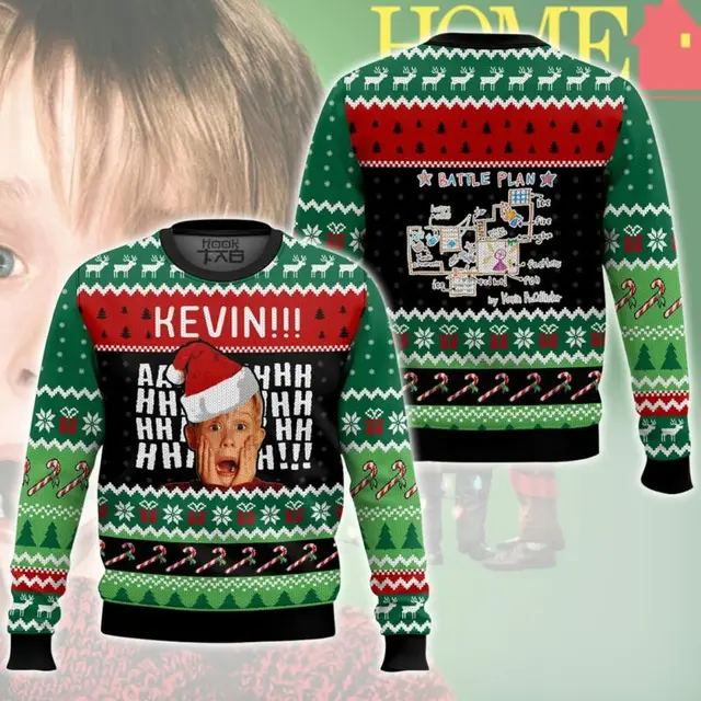 Home alone Christmas Ugly Sweater Funny Holiday Plus Size Pullover Xmas Party Costume Family Kids Christmas Sweater Gift 2026 1