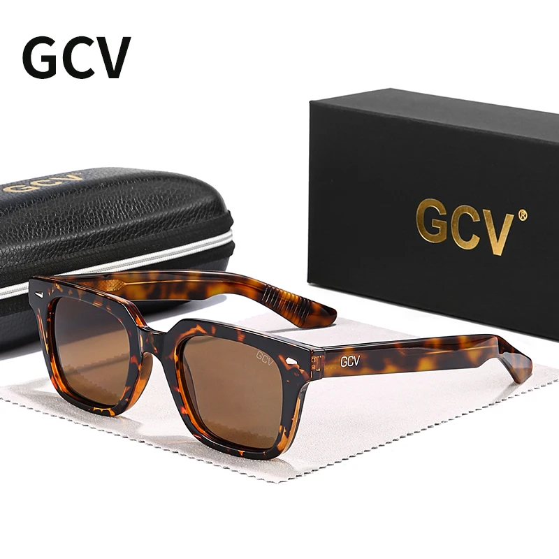 Women Sunglasses GCV Brand Acetate Fashion Women Sunglasses Designer Retro Rectangle Sun Glasses Female Vintage Square Eyewear