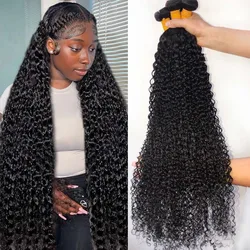26 28 30Inch Kinky Curly Human Hair Bundles Natural Black Remy Hair Weave Bundle Raw Virgin Hair Extensions Malaysian Thick Hair