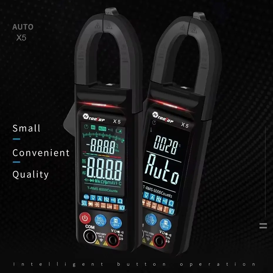 TOOLTOP X5 400A AC DC 클램프 미터 6000 True RMS 멀티미터 NCV 전류 전압 Hz 다이오드 온도 부저 테스트 자동 전류계