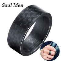 Black Rings Carbon Fiber Spinner Rings Men Women Unique Punk Wedding Engagement Band Stainless Steel bague anti stress 1