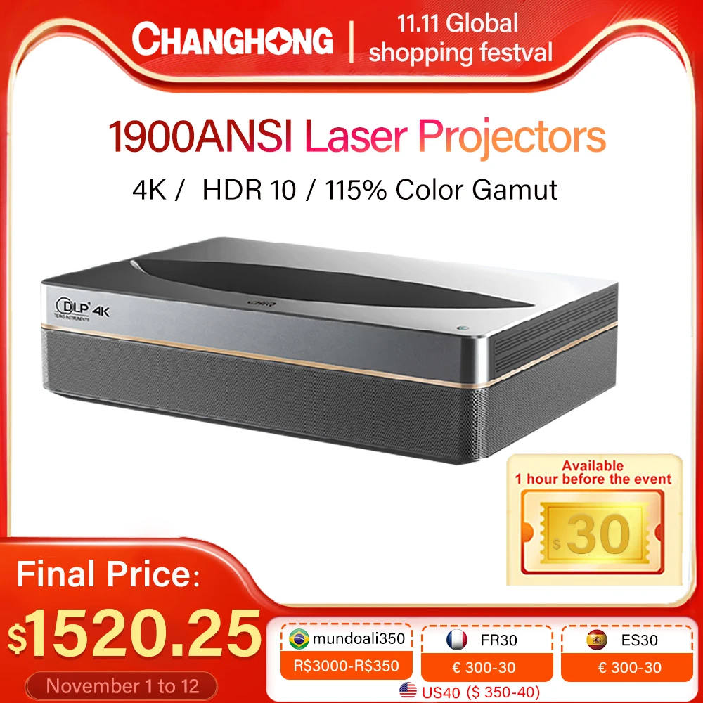 Changhong CHIQ B5U 1900ANSI Laser Projector 4K Ultra Short Throw HDR10