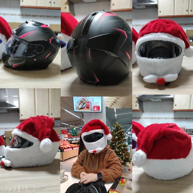 Funda para casco de motocicleta de Papá Noel, cubierta de casco de Navidad,  accesorios de decoración para hombres