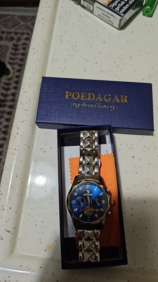 POEDAGAR Luxury Man Wristwatch Waterproof Luminous Chronograph photo review