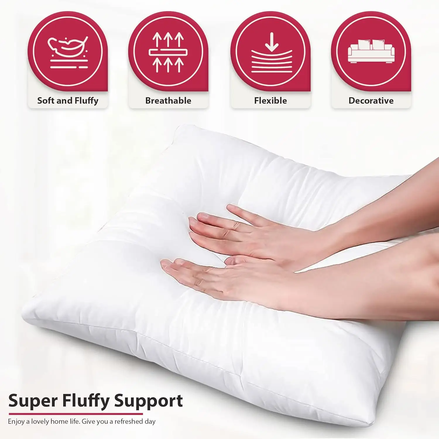 Lux Decor Throw Pillow Inserts – Set of 4 Soft Square Couch Pillows – Supportive, Fluffy Fill for Bed, Sofa & Chair 2
