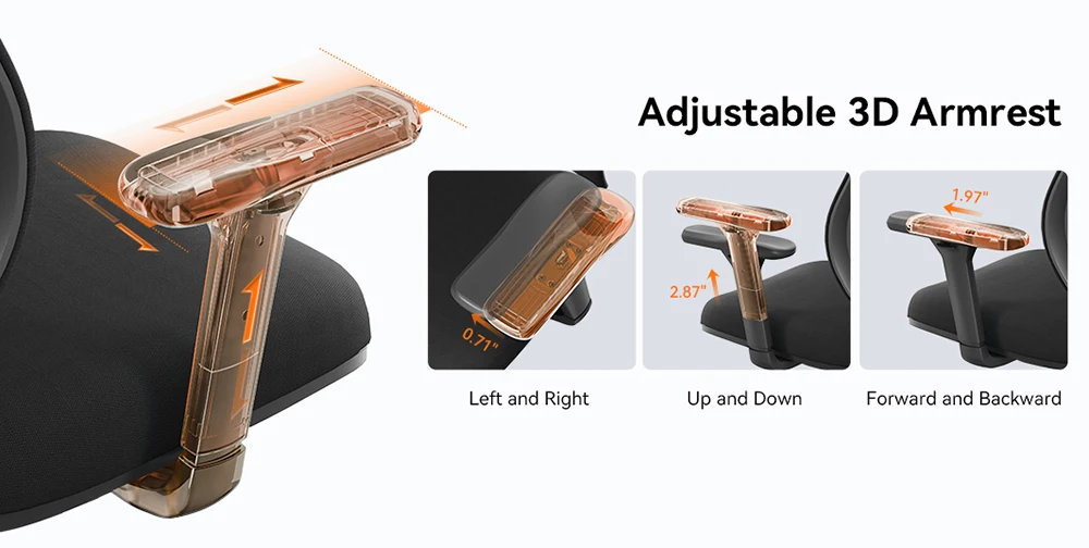 NEWTRAL MAGICH003 Ergonomic Chair, 3 Positions to Lock, Auto-Following Backrest,Adaptive Lower Back Support, 3D Armrest Recliner