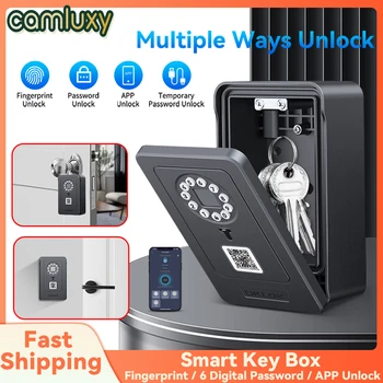 Camluxy Smart Key Box Fingerprint Safe Storage Lock Key 6 Digital Password Code Security Lockbox Combination Code IC Card Unlock 1