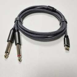 Universal USB - C to Dual 6.35mm TS Audio Cable - Gold Plated Mono Aux Adapter - 2m (C to Dual 6.35mm)