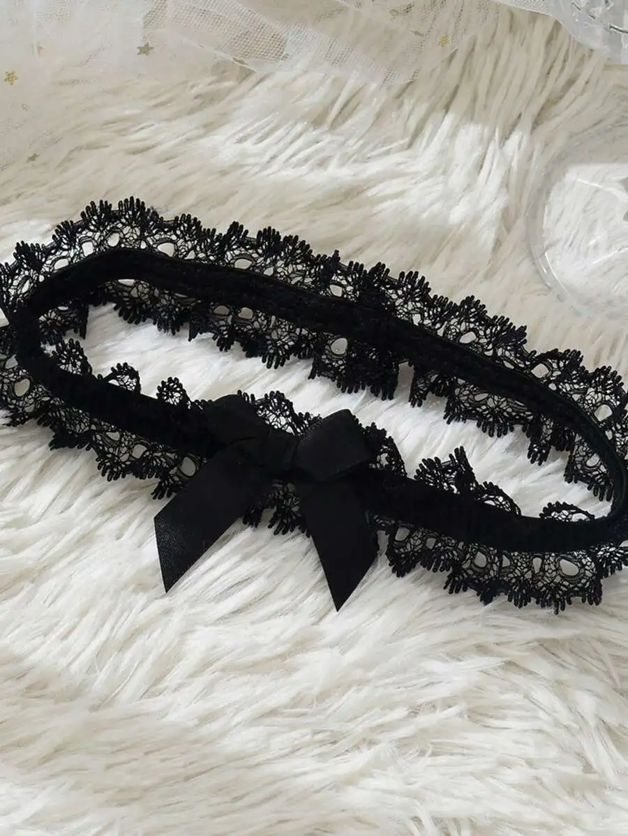 Giarrettiera sexy in pizzo nero con cuore argento - Vegaooparty