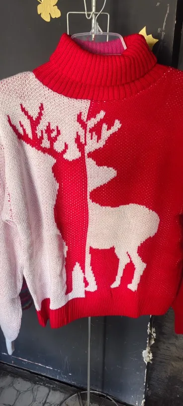 Christmas Reindeer Turtleneck Sweater