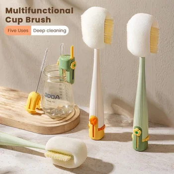 5-in-1cup Washing Tool for Household Use Multifunctional Cup Brush Water Cup Thermos Cup Brush Milk Bottle Cleaning Sponge Brush 1