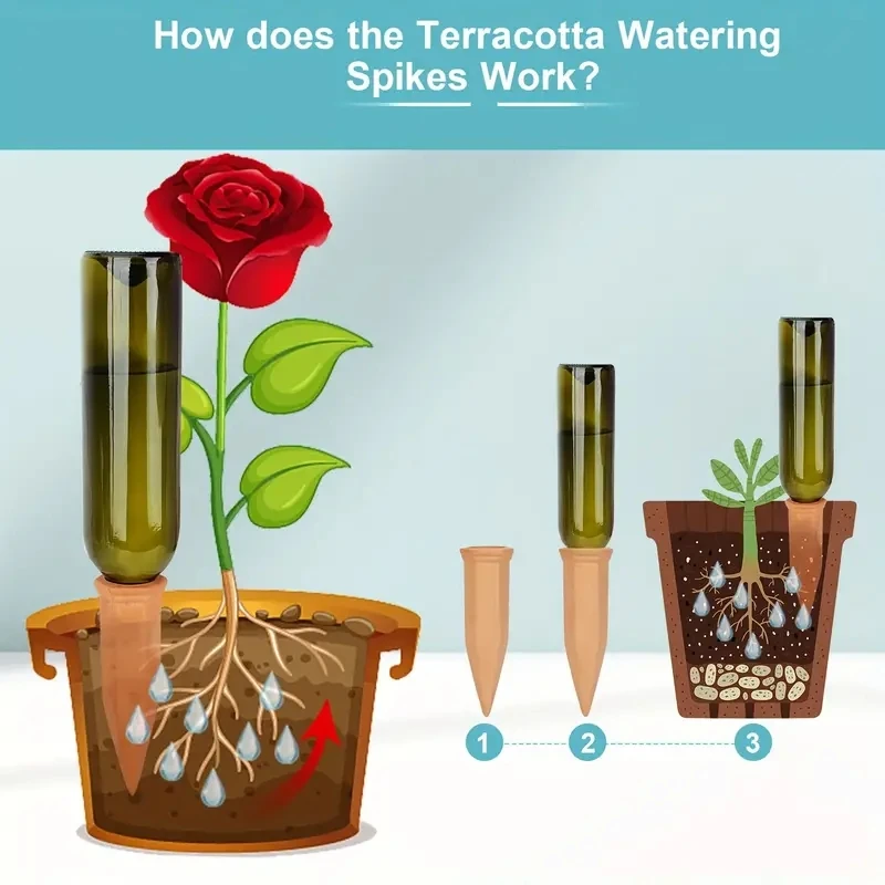 3PCS Automatic Drip Irrigation System Self Watering Spike Ceramic for Flower Plants Greenhouse Garden Auto Water Dripper Device 4